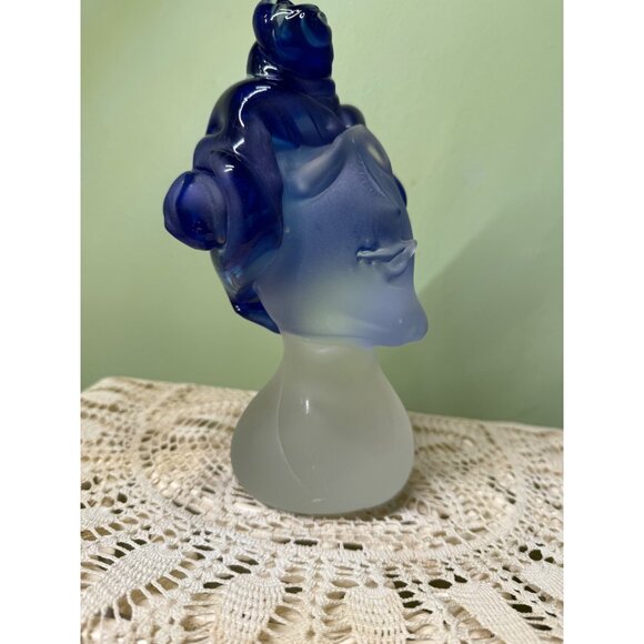 Vintage 90's Fellerman Art Glass Head Sculpture Blue Hair - Picture 16 of 16